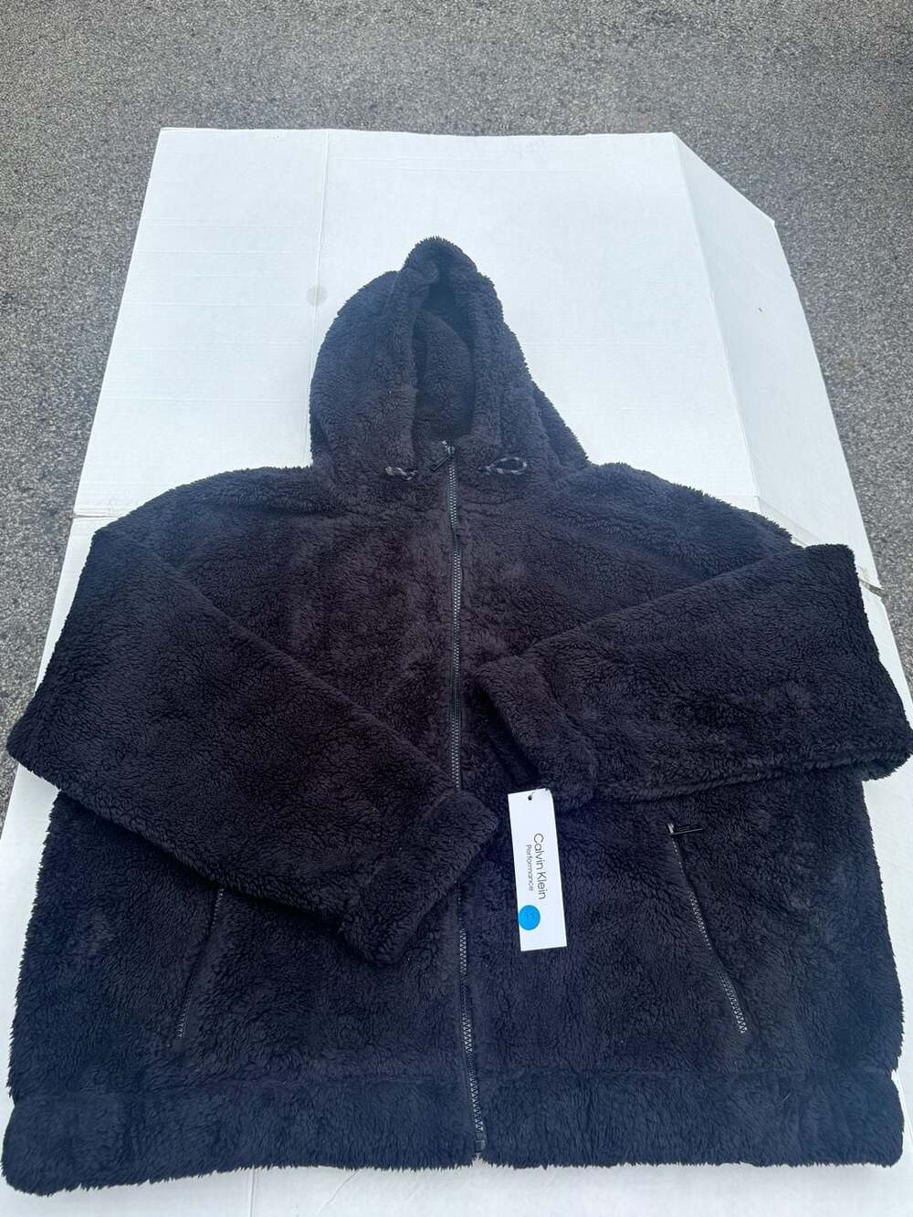 Calvin Klein Performance Sherpa Fleece Zip-Up Hoodie Black 2X Brand New $80